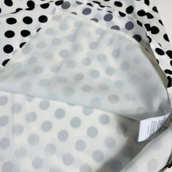 Express Womens Polka Dot Scalloped V Neck Blouse Size XL V Back Cap Sleeve Top - Picture 10 of 13